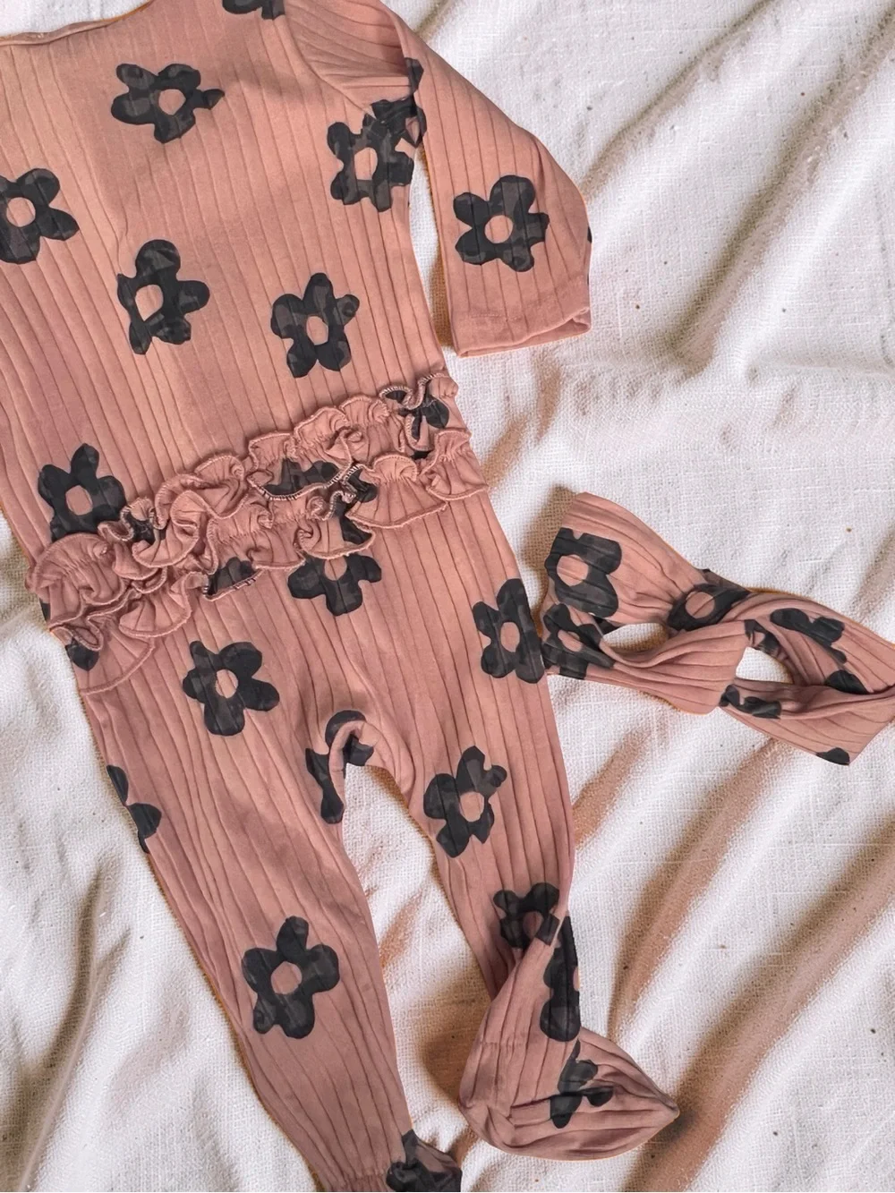 NWT Jessica Simpson Baby Floral Footie & Headband Set 3–6M